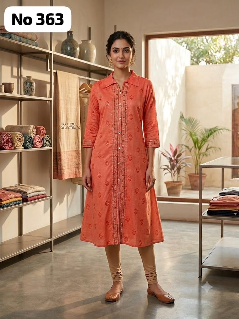 Embroidery Coller Aline Kurti (No 363)
