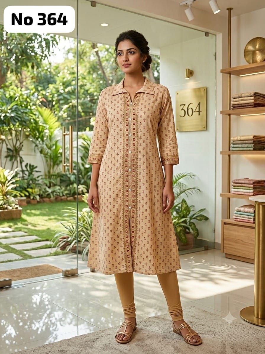 Embroidery Coller Aline Kurti (No 364)
