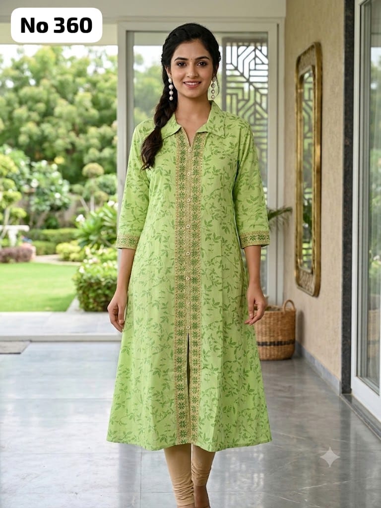 Embroidery Coller Aline Kurti (No 360)