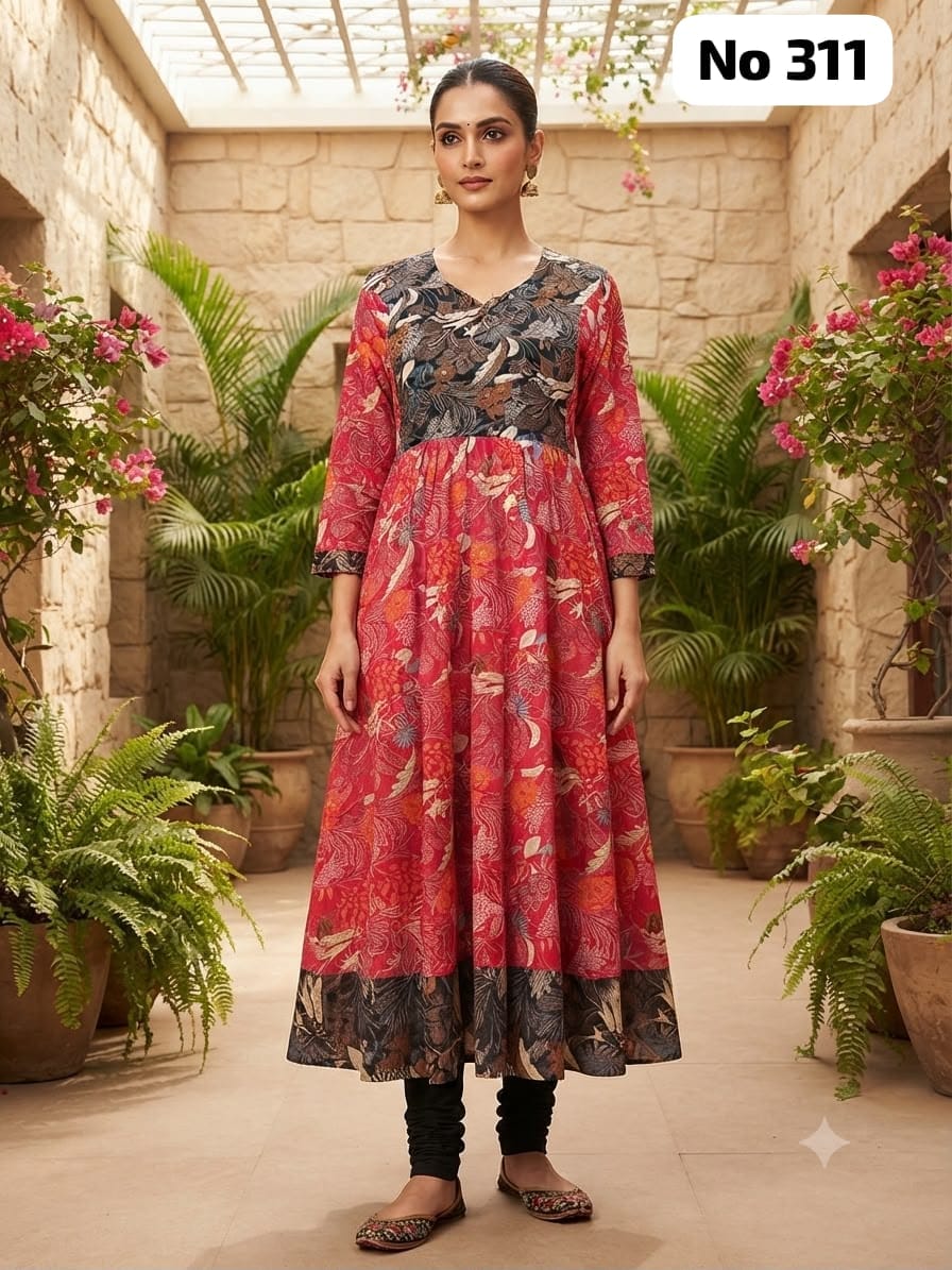 Onview Premium Rayon  Anarkali Gown with Foil Print (No 311)