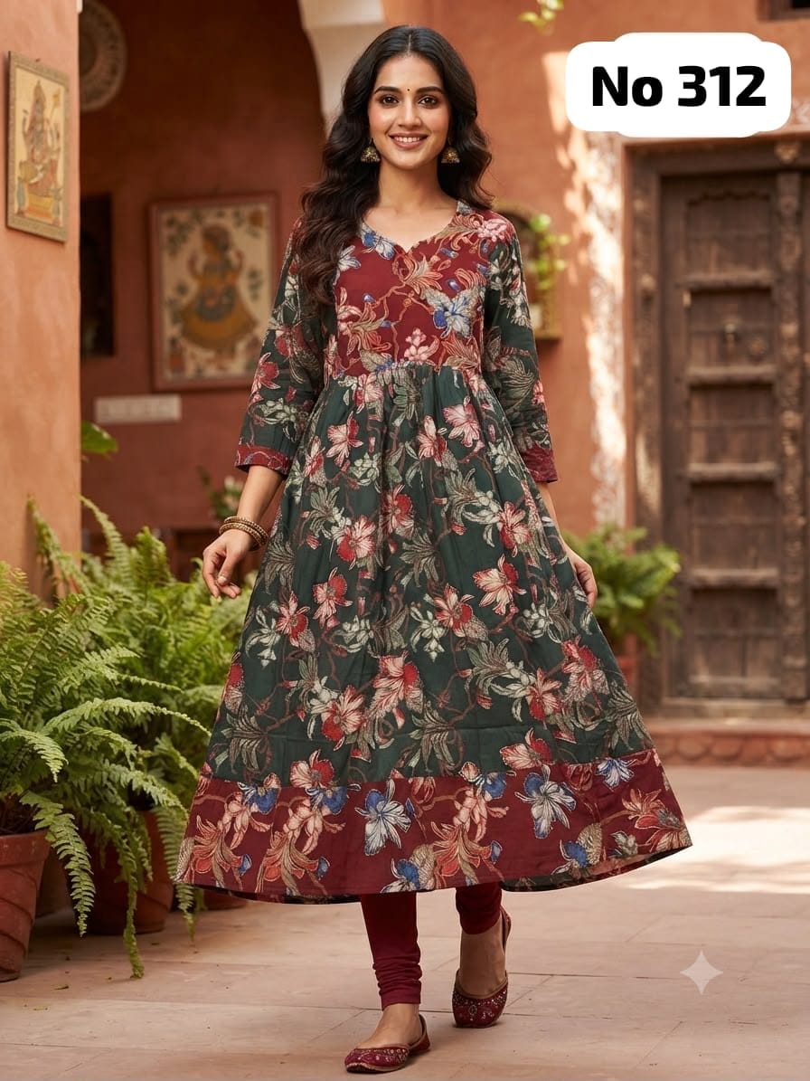Onview Premium Rayon  Anarkali Gown with Foil Print (No 312)