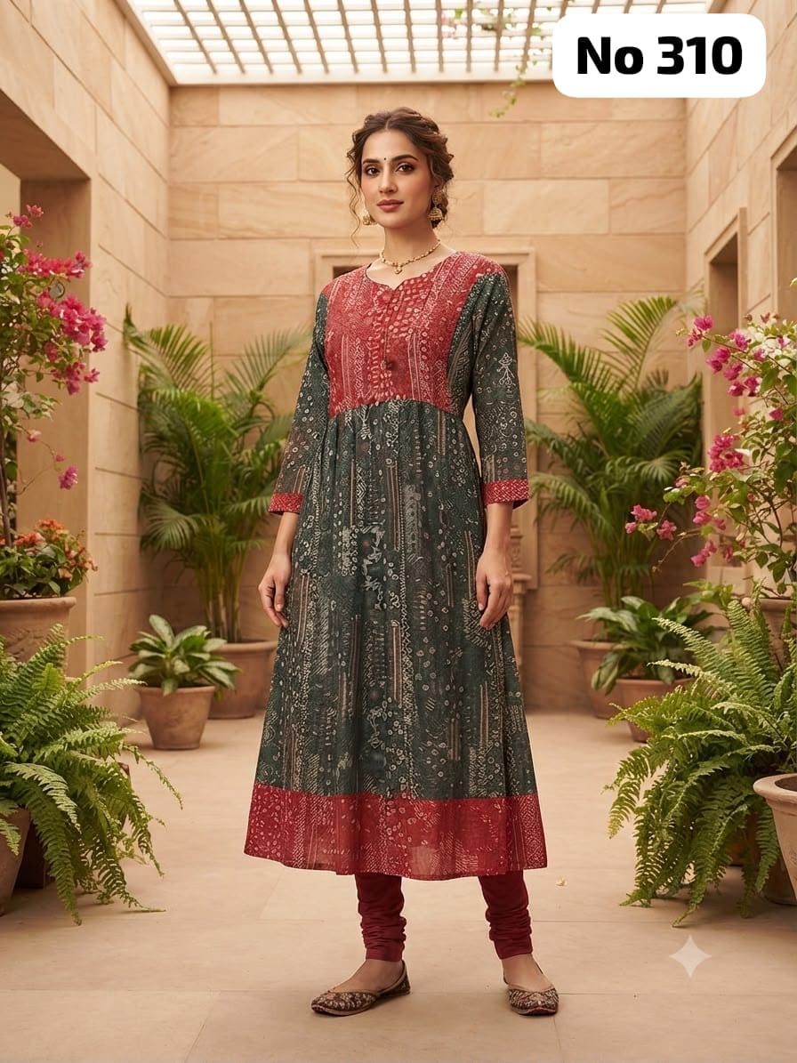 Onview Premium Rayon  Anarkali Gown with Foil Print (No 310)