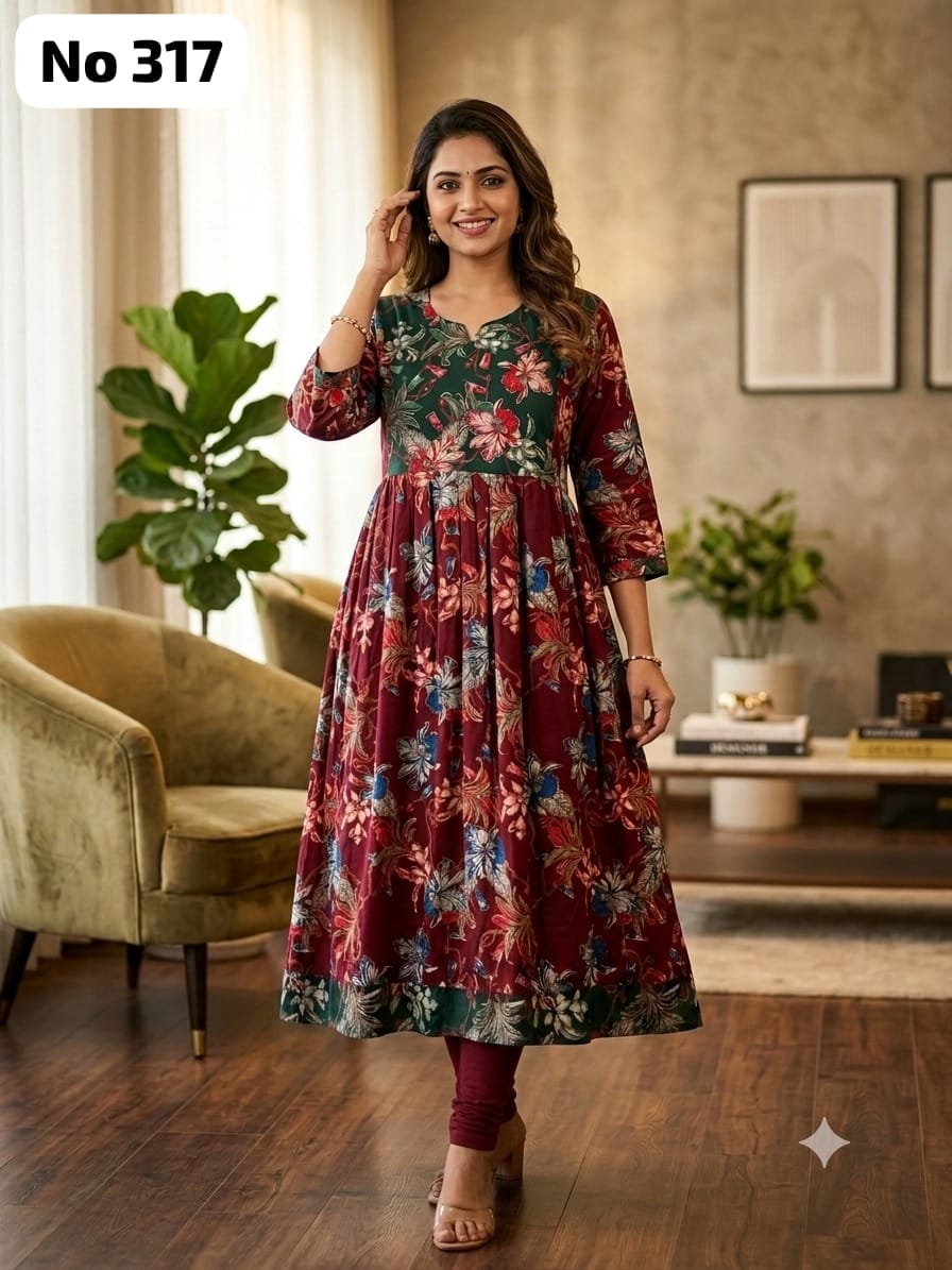 Onview Premium Rayon  Anarkali Gown with Foil Print (No 317)