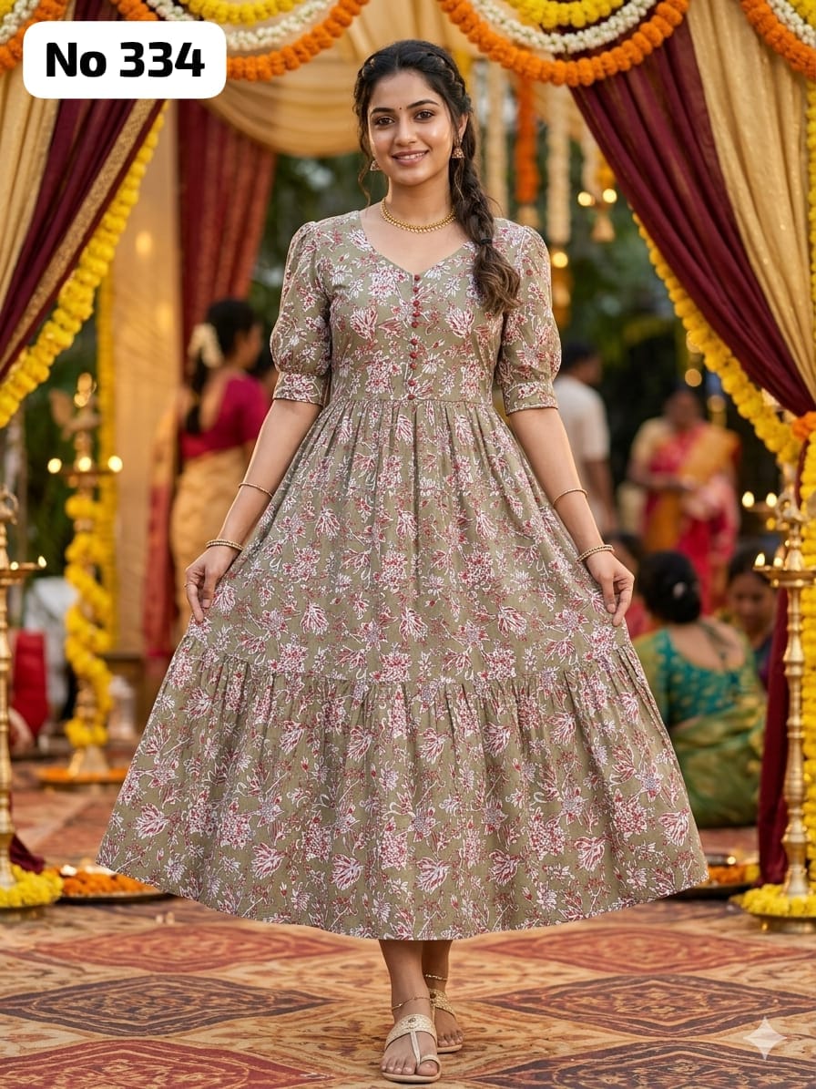 Kalamkari Cotton Anarkali (No 334)