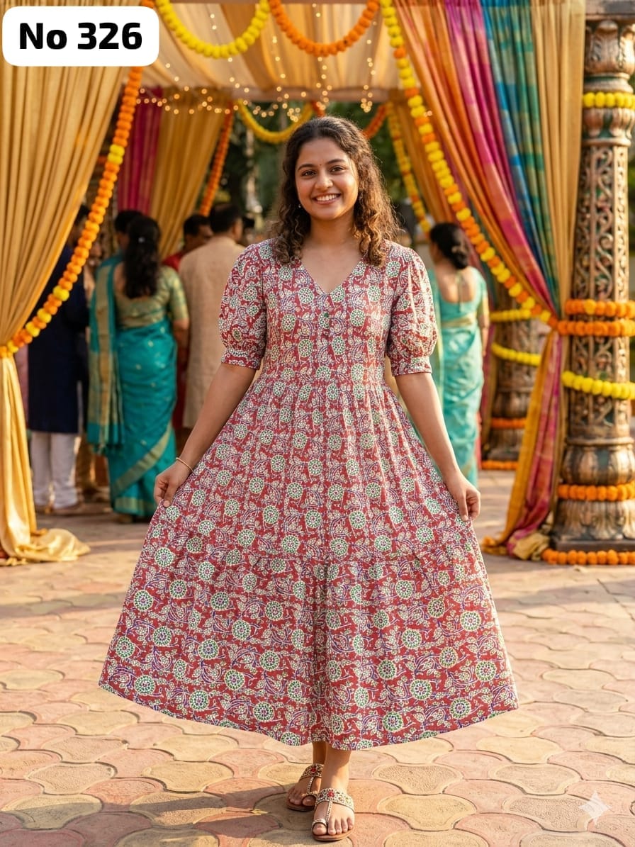 Kalamkari Cotton Anarkali (No 326)
