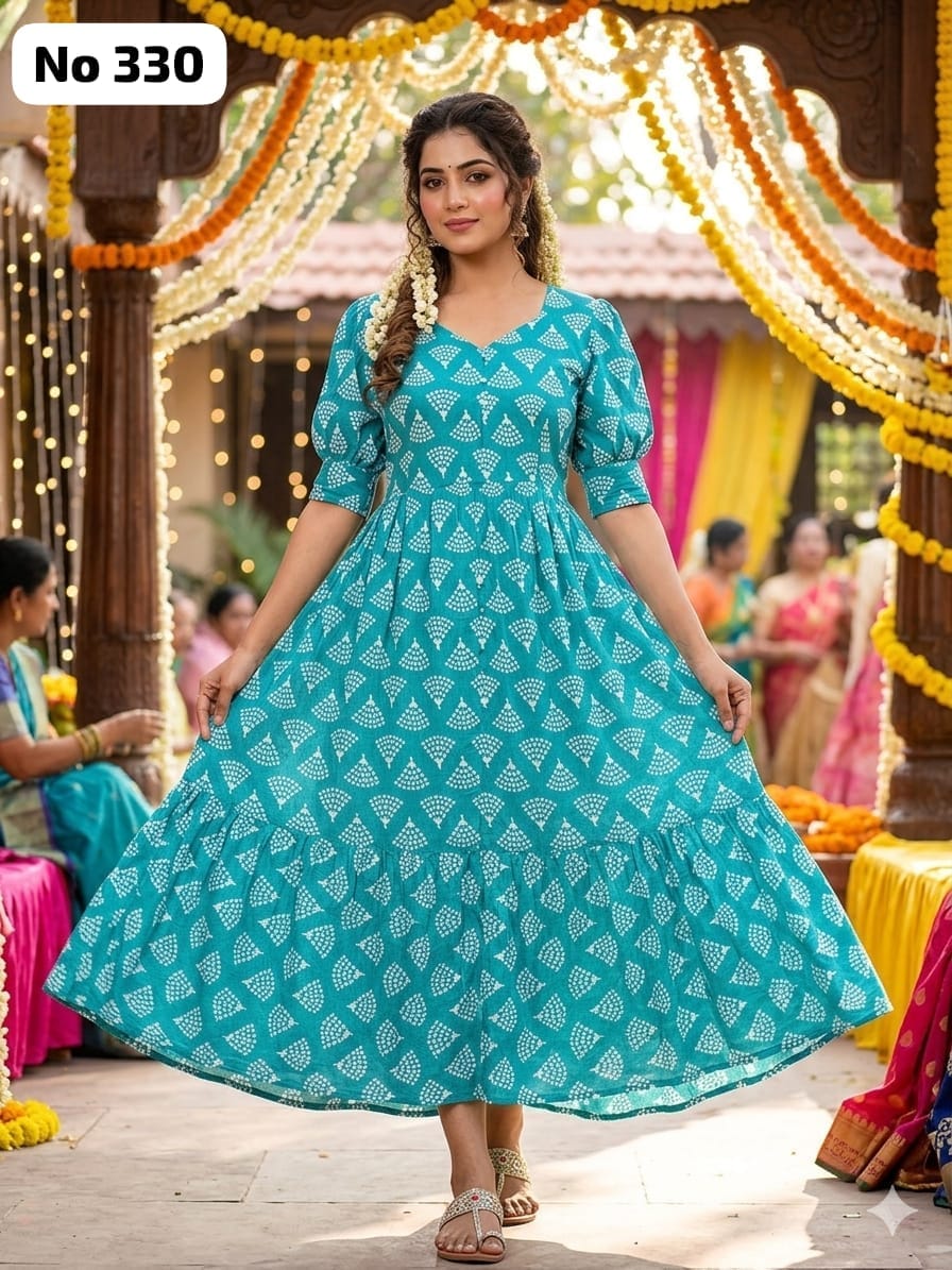 Kalamkari Cotton Anarkali (No 330)