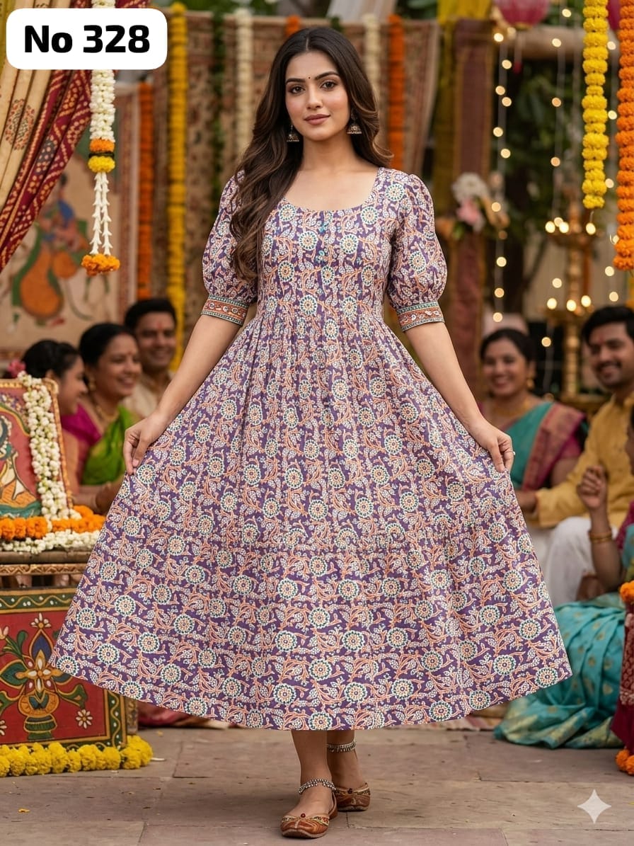Kalamkari Cotton Anarkali (No 328)