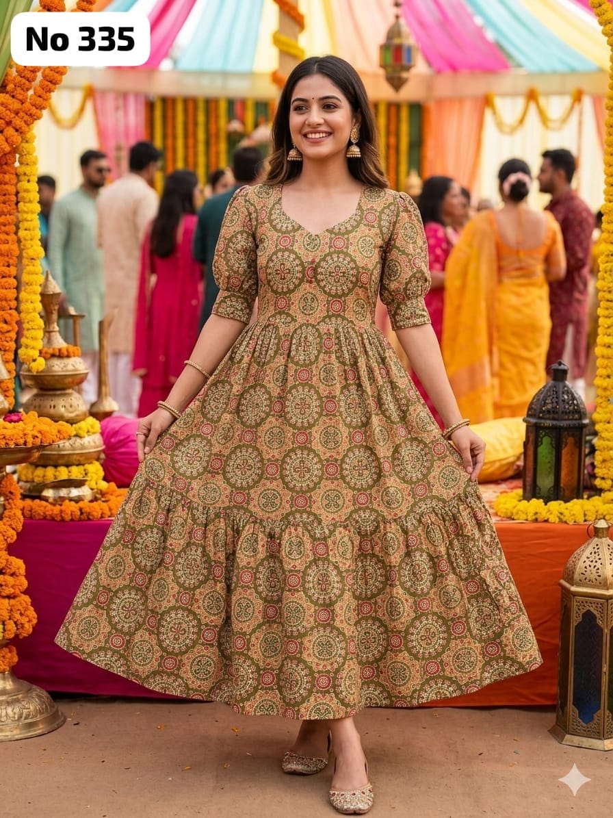 Kalamkari Cotton Anarkali (No 335)