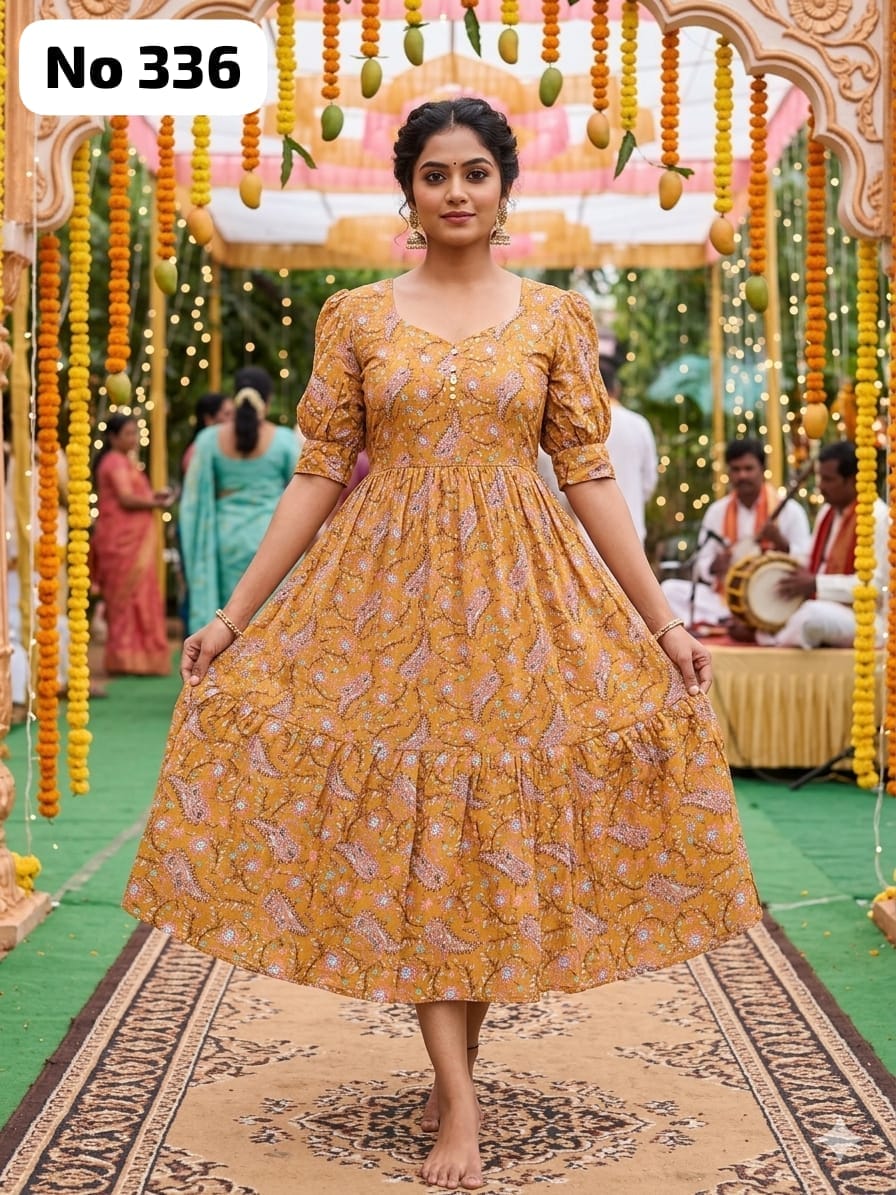 Kalamkari Cotton Anarkali (No 336)