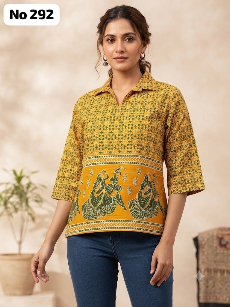 Kalamkari Cotton Short Top (No 292)