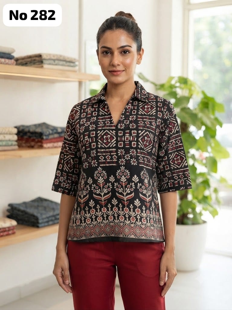 Kalamkari Cotton Short Top (No 282)