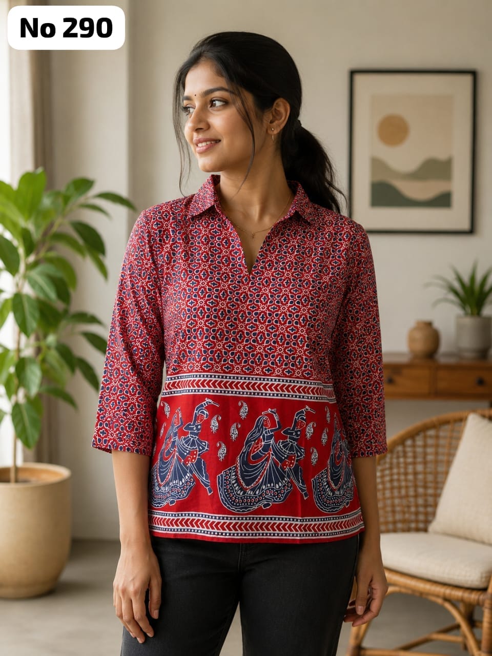 Kalamkari Cotton Short Top (No 290)