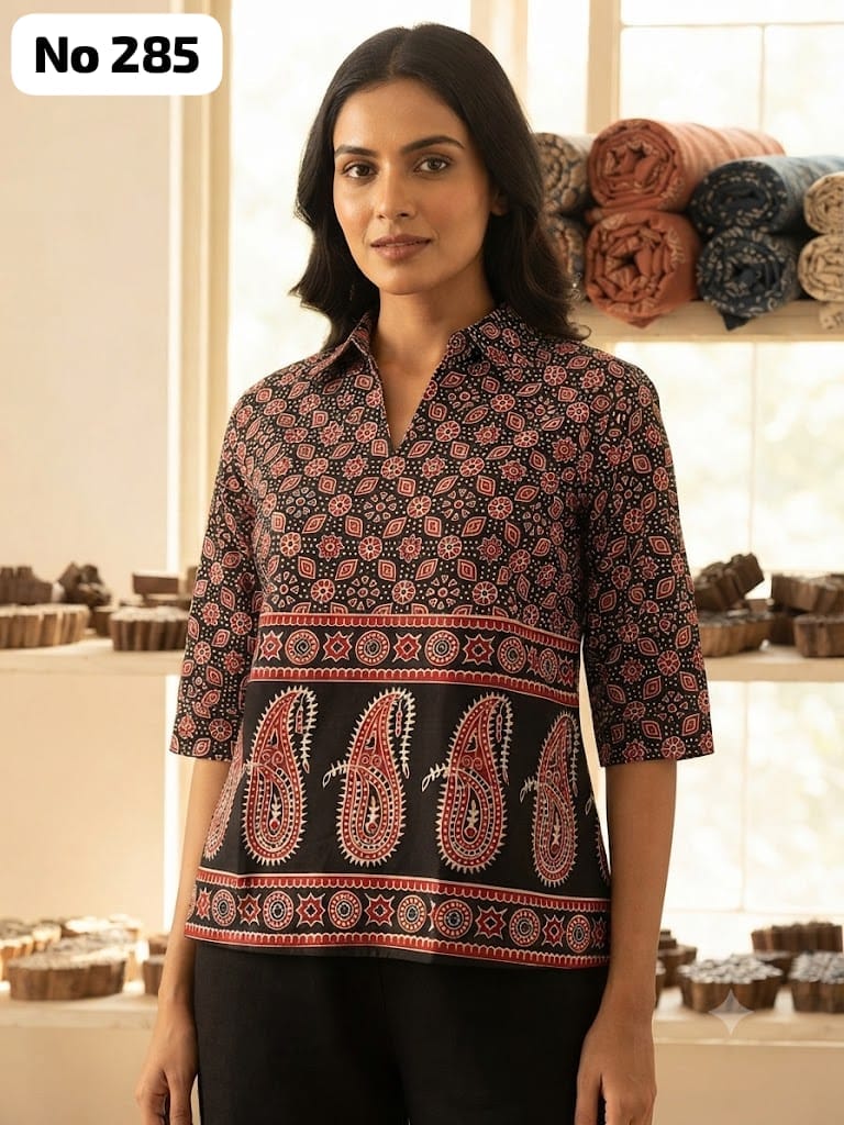 Kalamkari Cotton Short Top (No 285)
