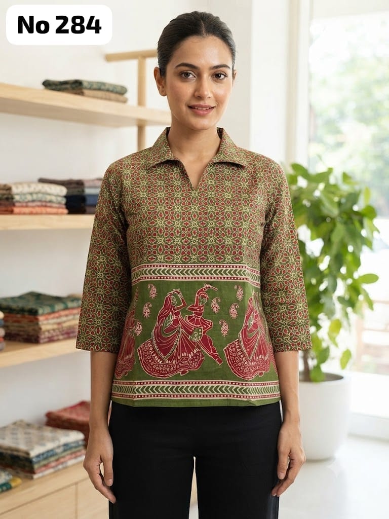 Kalamkari Cotton Short Top (No 284)