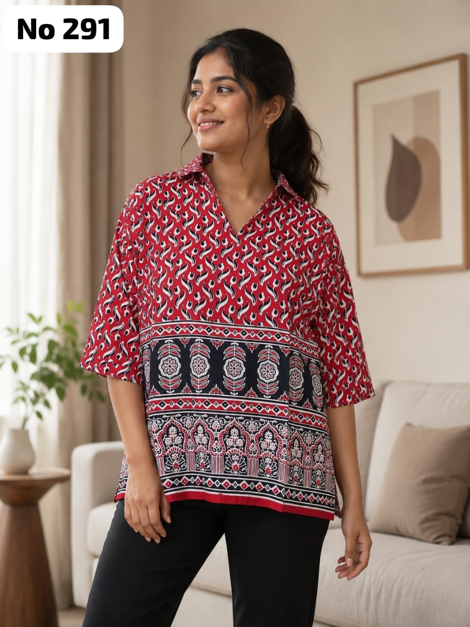 Kalamkari Cotton Short Top (No 291)