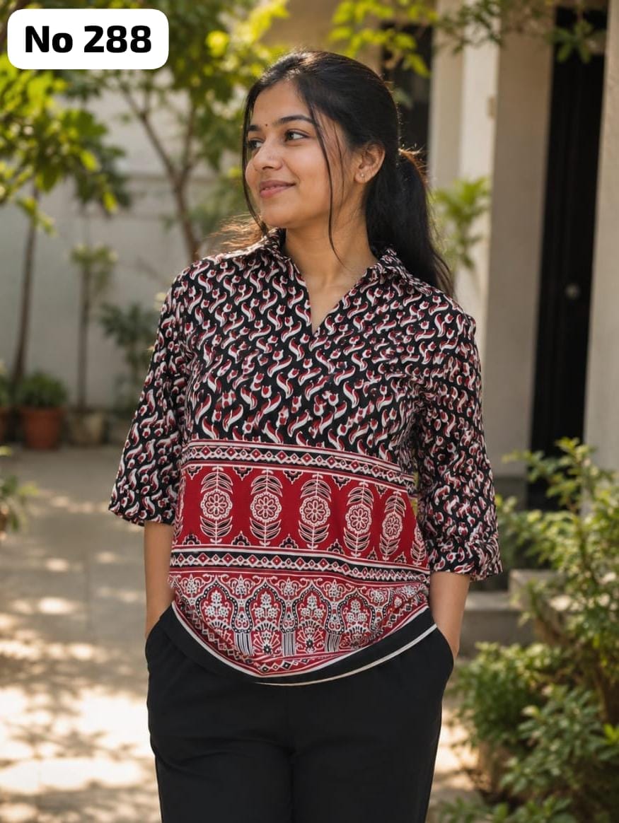 Kalamkari Cotton Short Top (No 288)