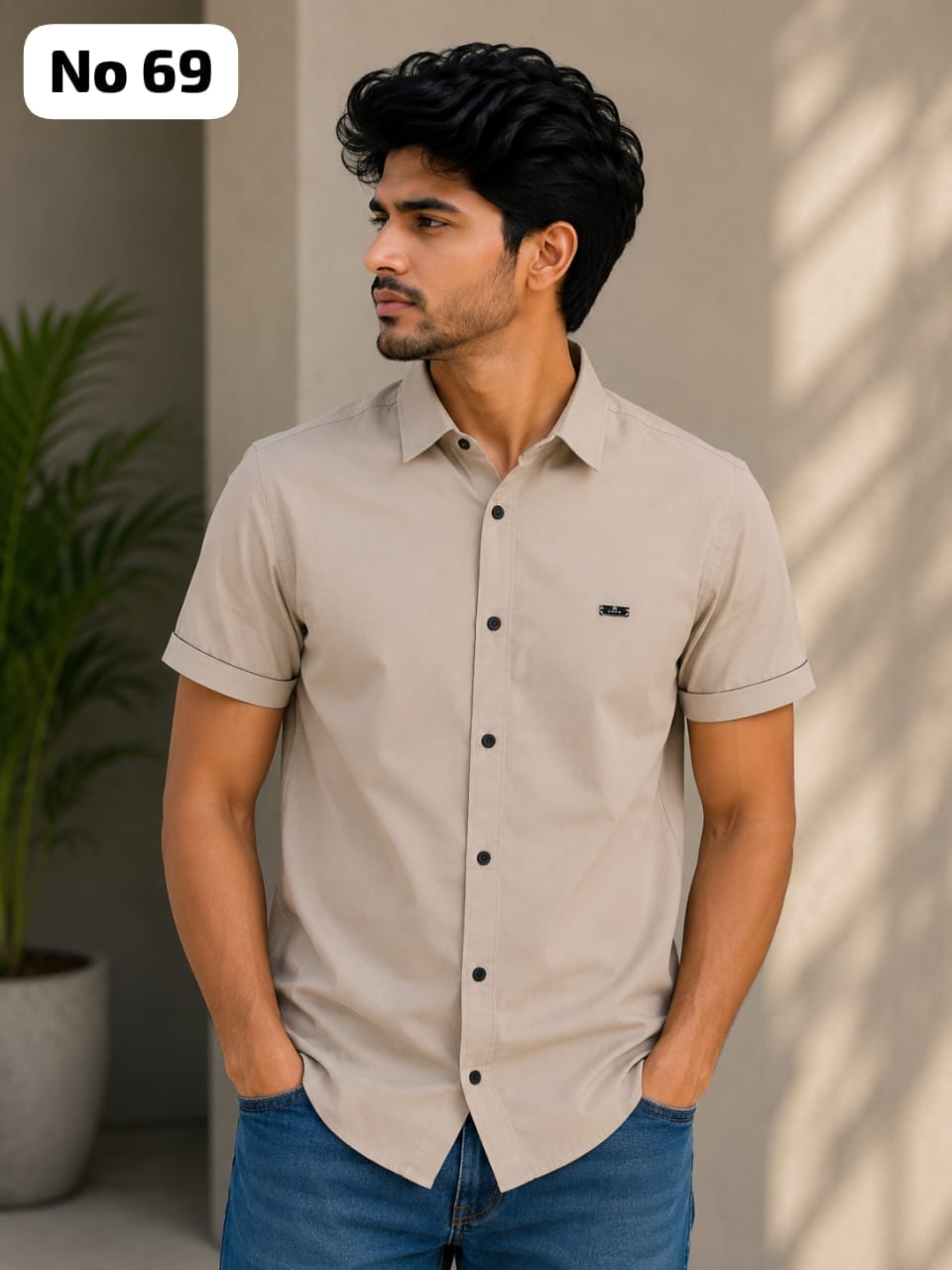 Premium Cotton Lycra Shirt Model T-Shirt (No 69)