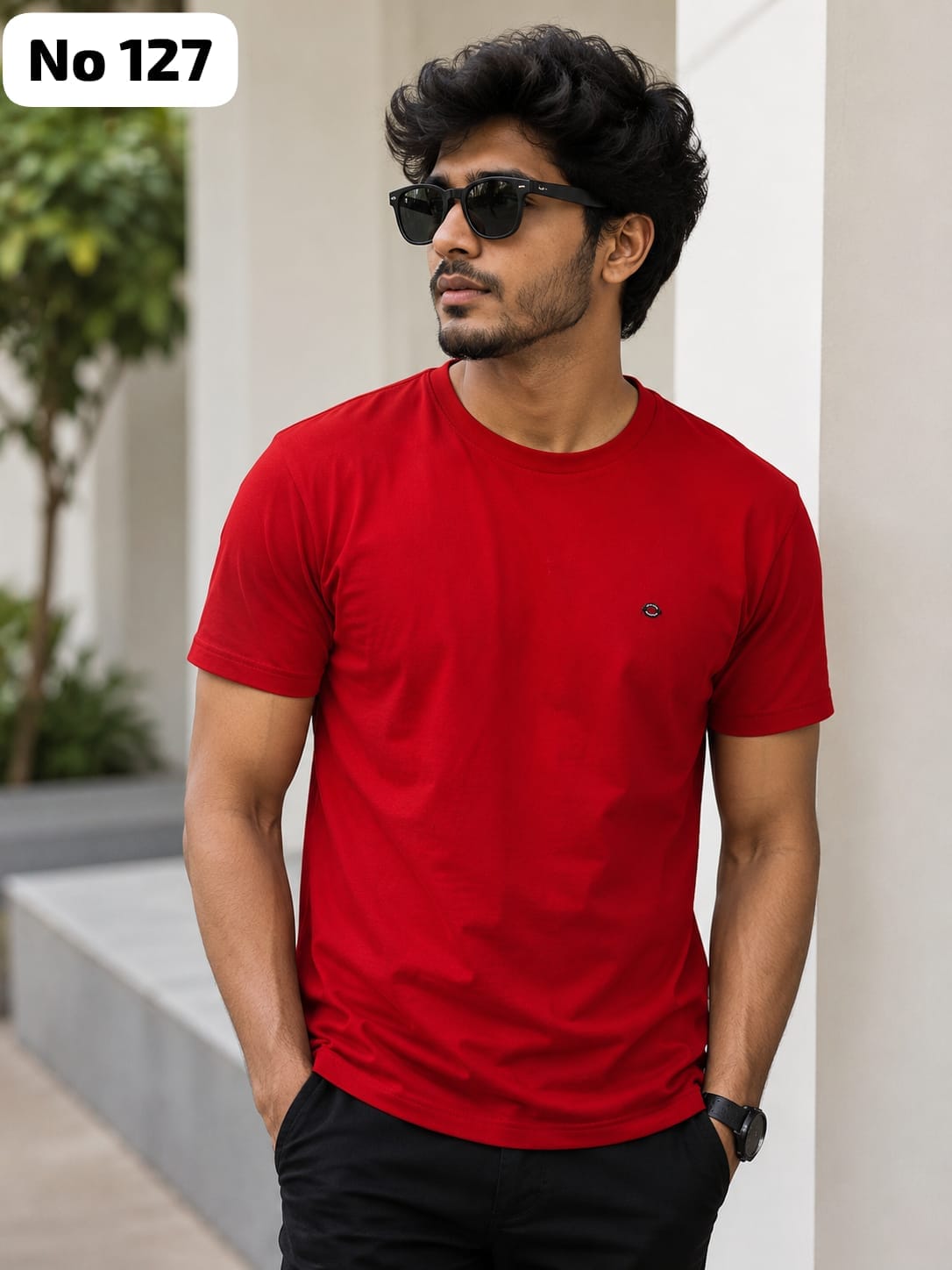 Premium Cotton Lycra Round Neck T-Shirt (No 127)