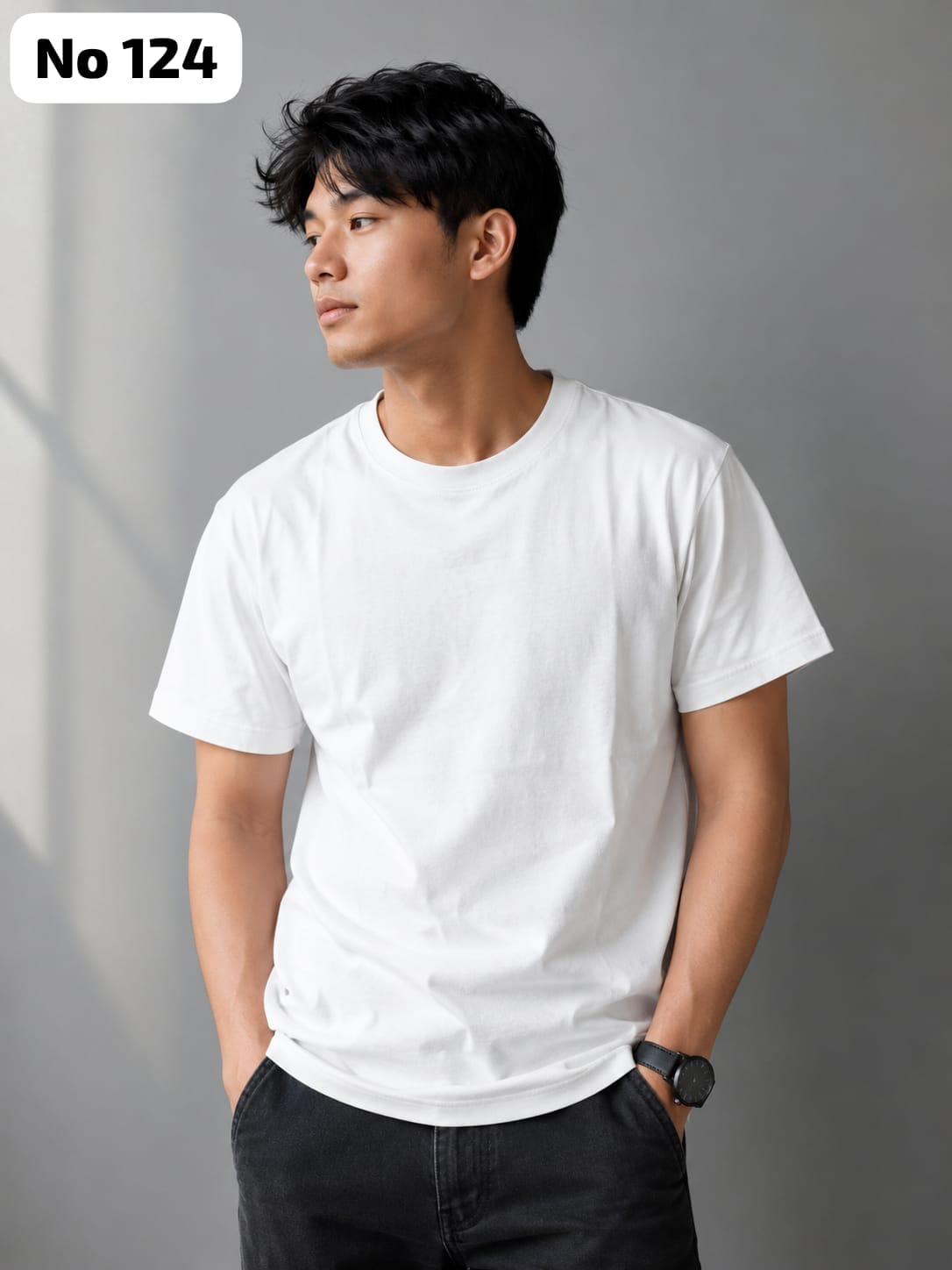 Premium Cotton Lycra Round Neck T-Shirt (No 124)