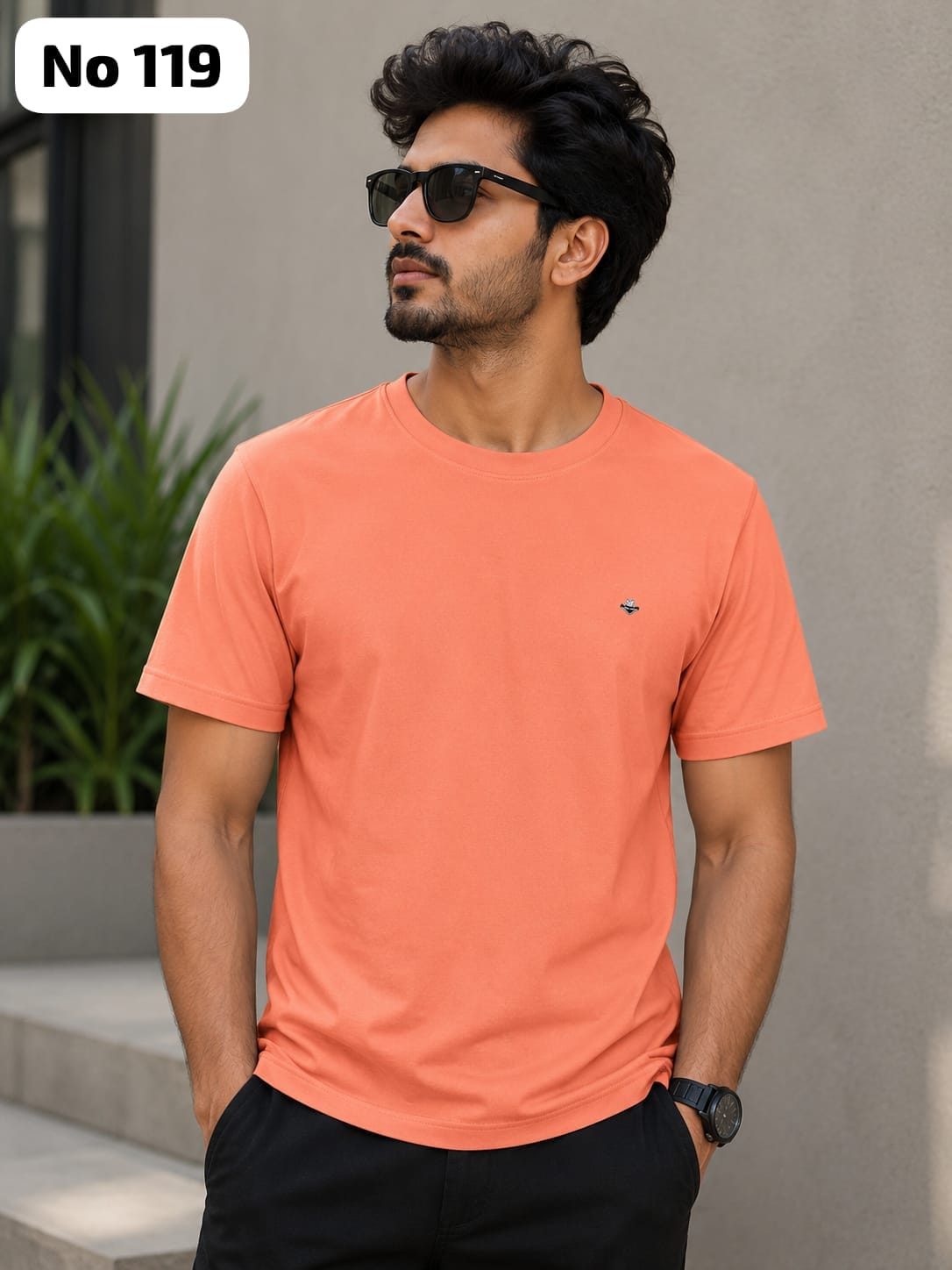 Premium Cotton Lycra Round Neck T-Shirt (No 119)