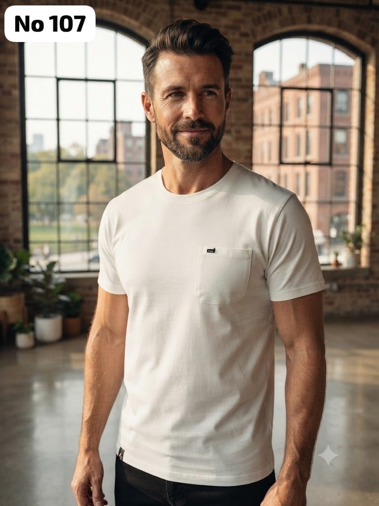 Premium Cotton Lycra Round Neck T-Shirt (No 107)
