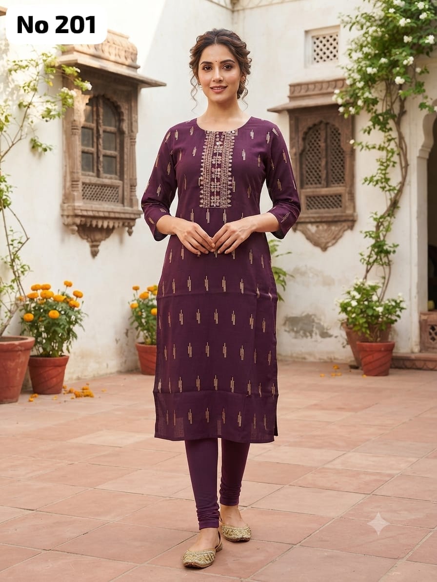 Embroidery Silk Side Open Kurti (No 201)