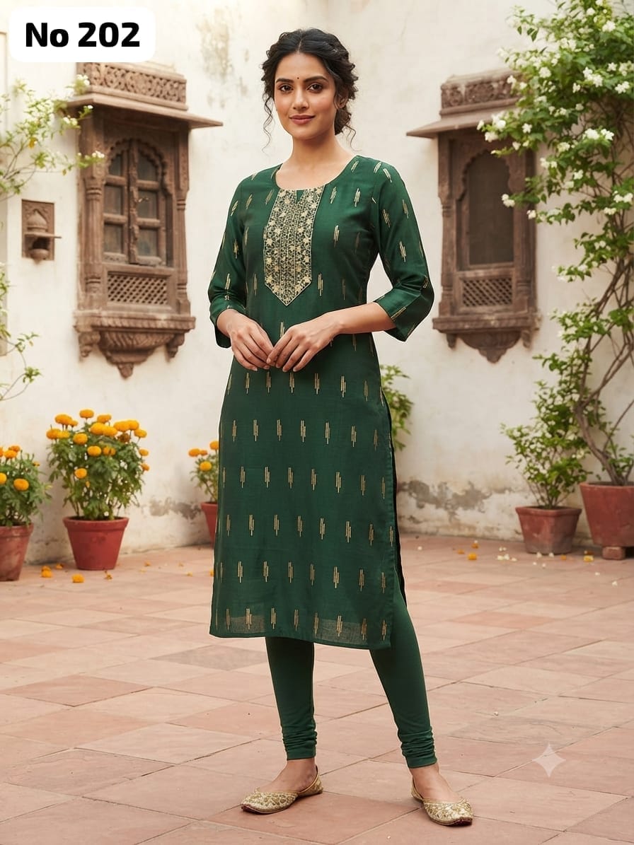 Embroidery Silk Side Open Kurti (No 202)