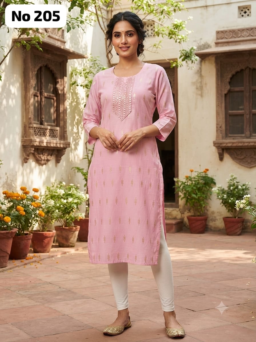 Embroidery Silk Side Open Kurti (No 205)