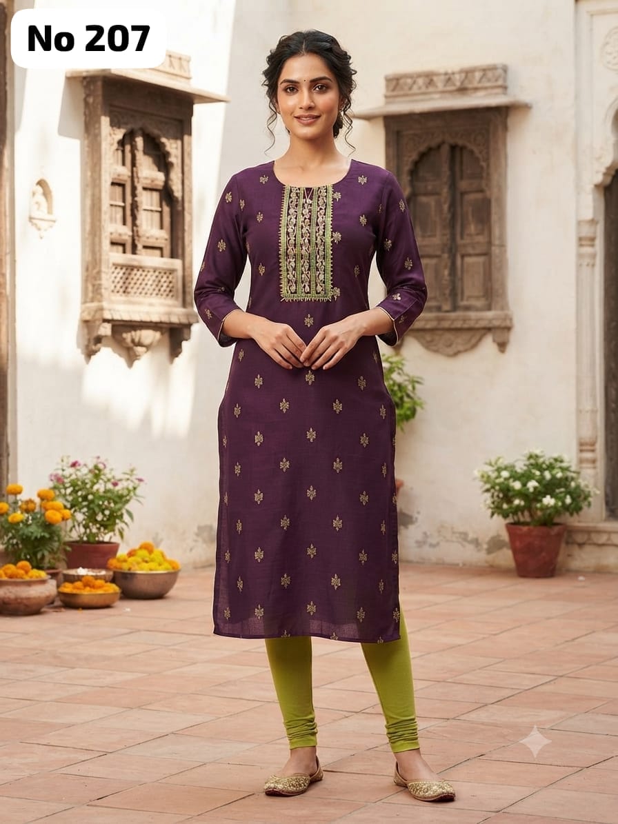 Embroidery Silk Side Open Kurti (No 207)