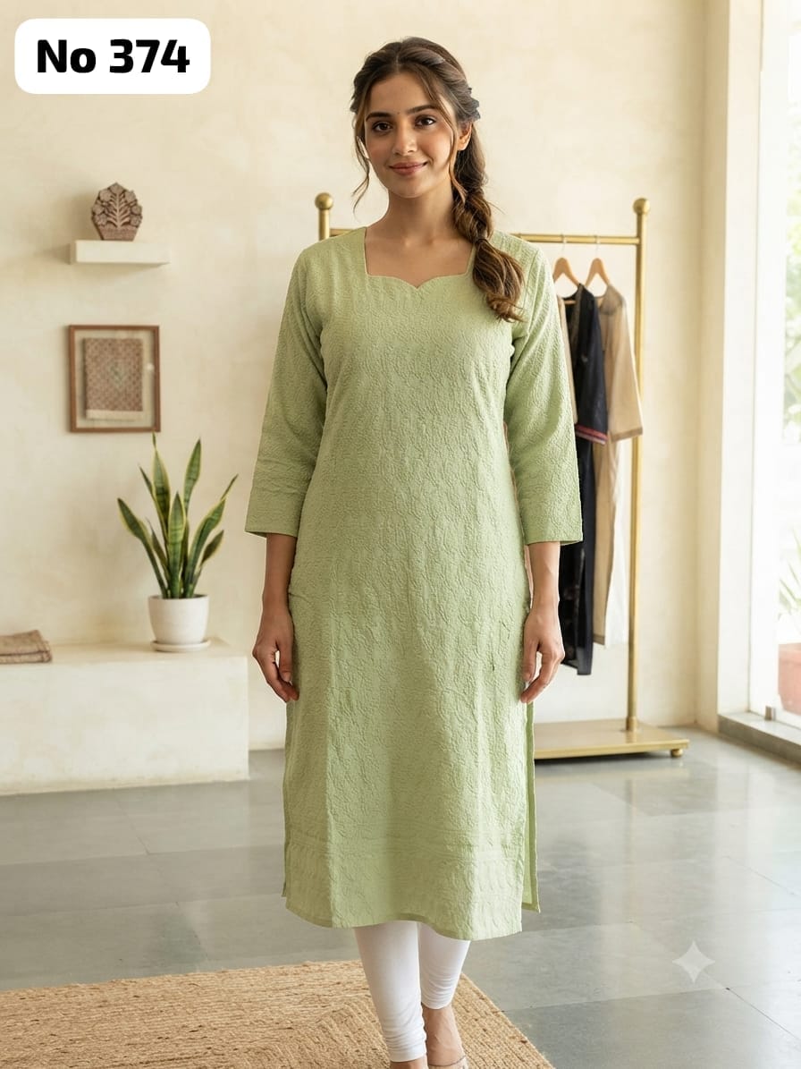 Onview Chikankari Side Open Kurtis (No 374)