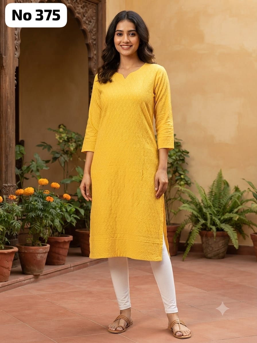Onview Chikankari Side Open Kurtis (No 375)
