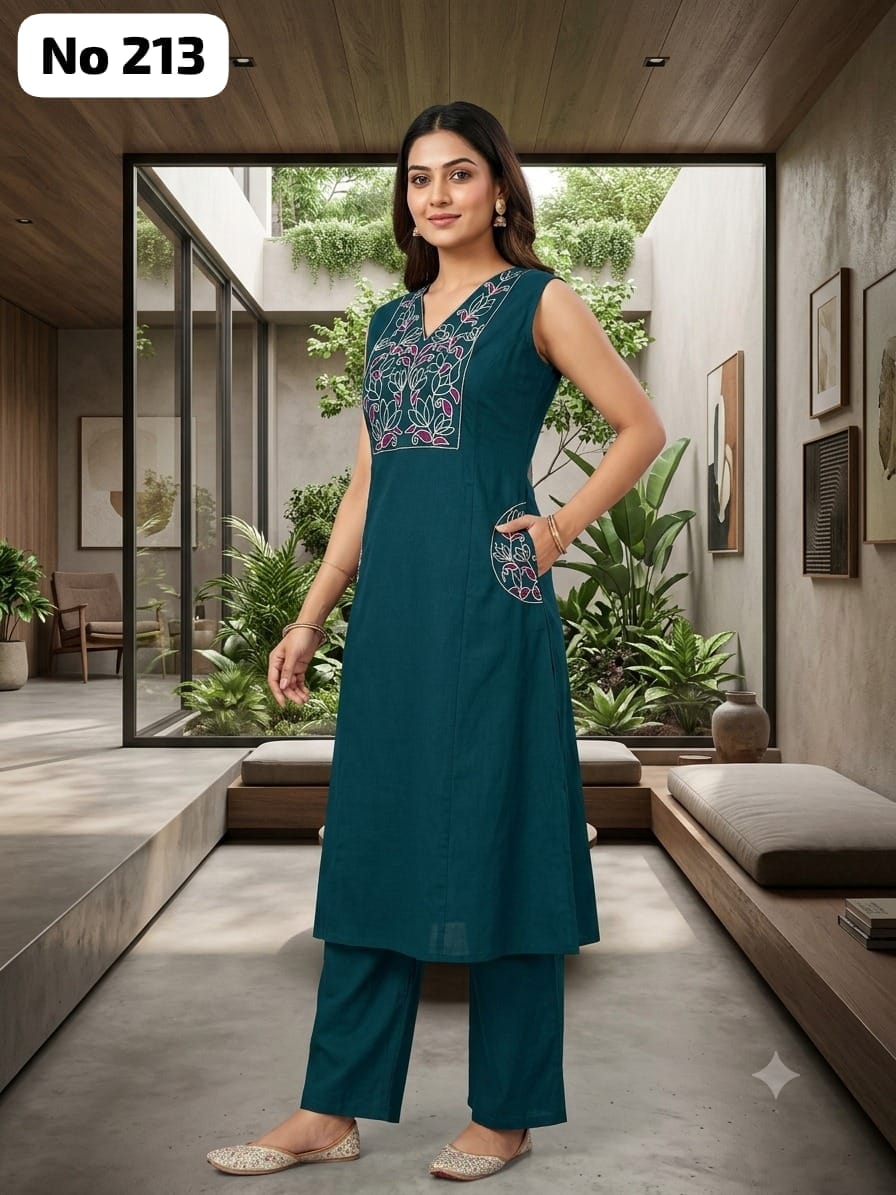 Embroidery Cotton Aline Co-ords (Sleeve Inside) (No 213)