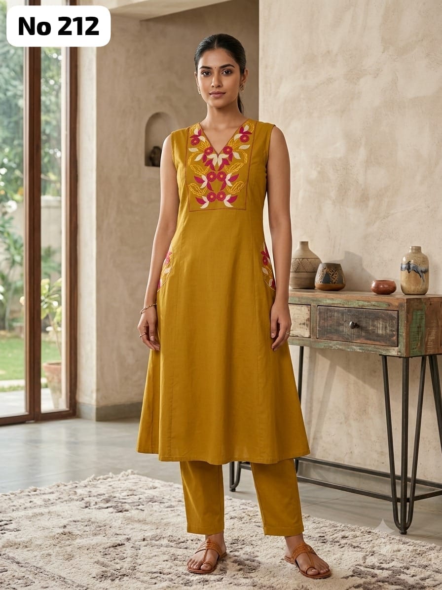 Embroidery Cotton Aline Co-ords (Sleeve Inside) (No 212)