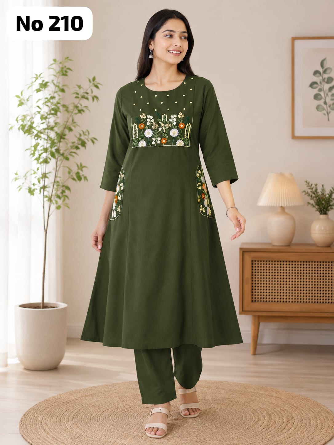 Embroidery Cotton Aline Model Side Open Co-ords (No 210)