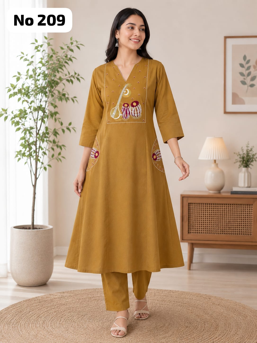 Embroidery Cotton Aline Model Side Open Co-ords (No 209)