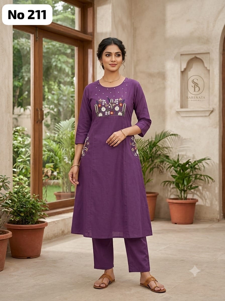 Embroidery Cotton Aline Model Side Open Co-ords (No 211)
