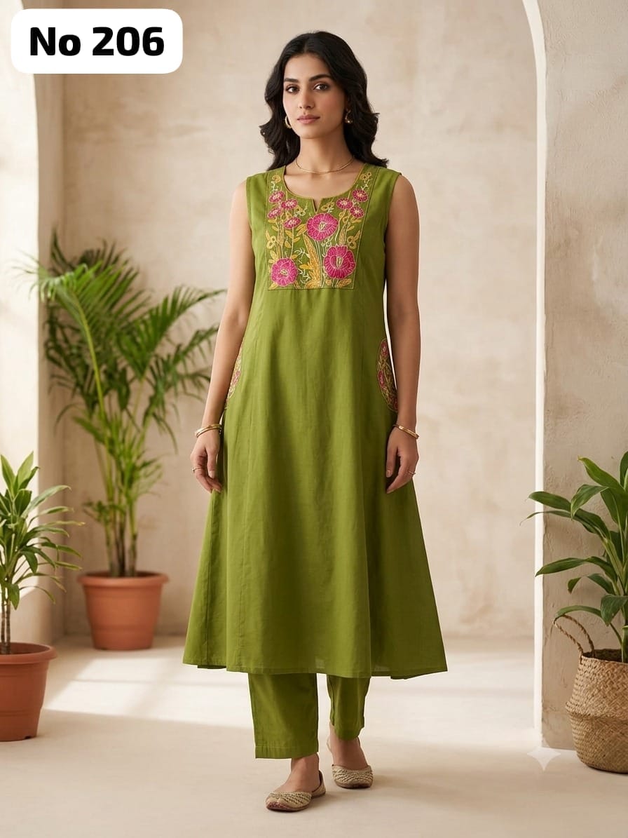 Embroidery Cotton Aline Co-ords (Sleeve Inside) (No 206)