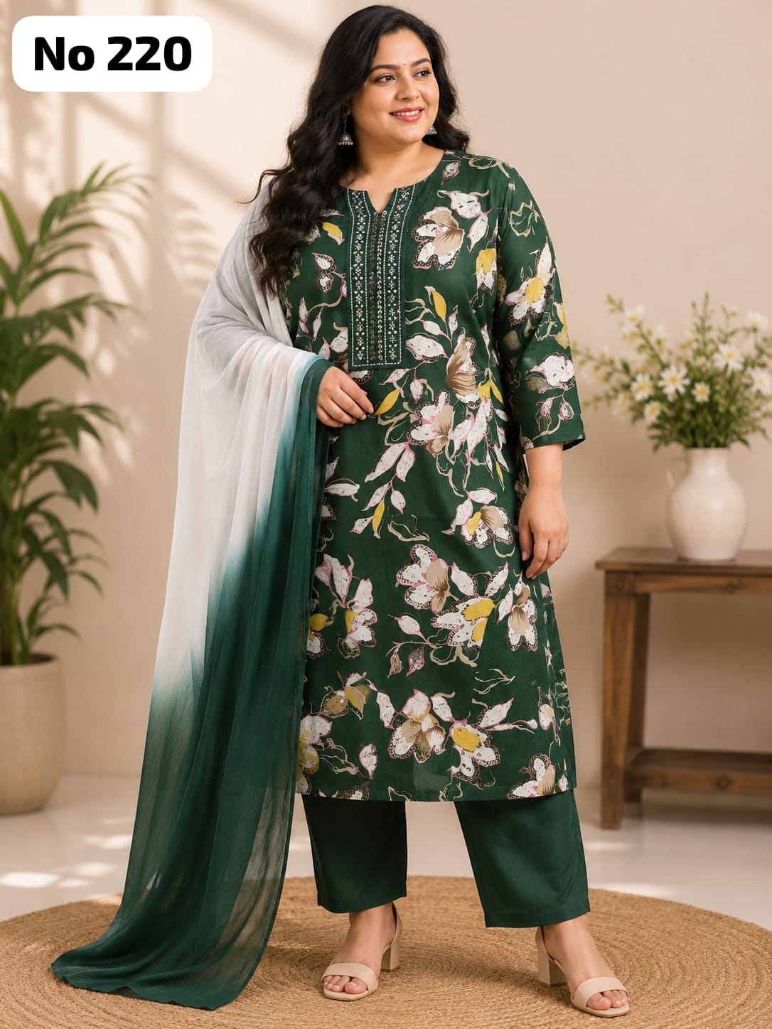 Embroidery Vertican 3 Pcs Set (Plus Size)(No 220)