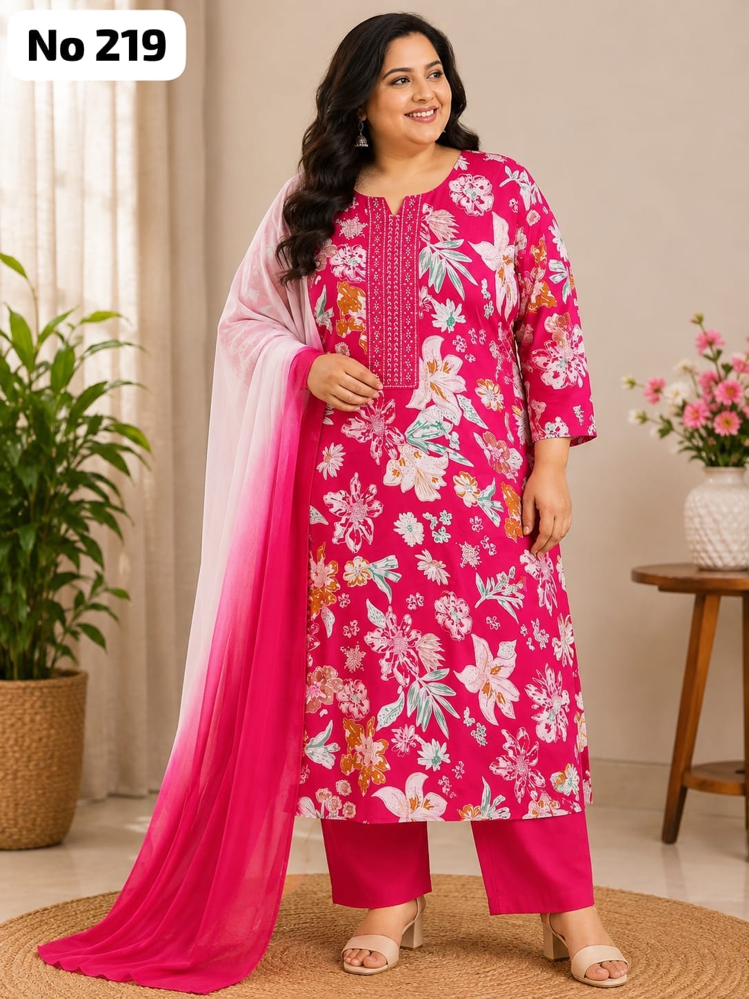 Embroidery Vertican 3 Pcs Set (Plus Size)(No 219)