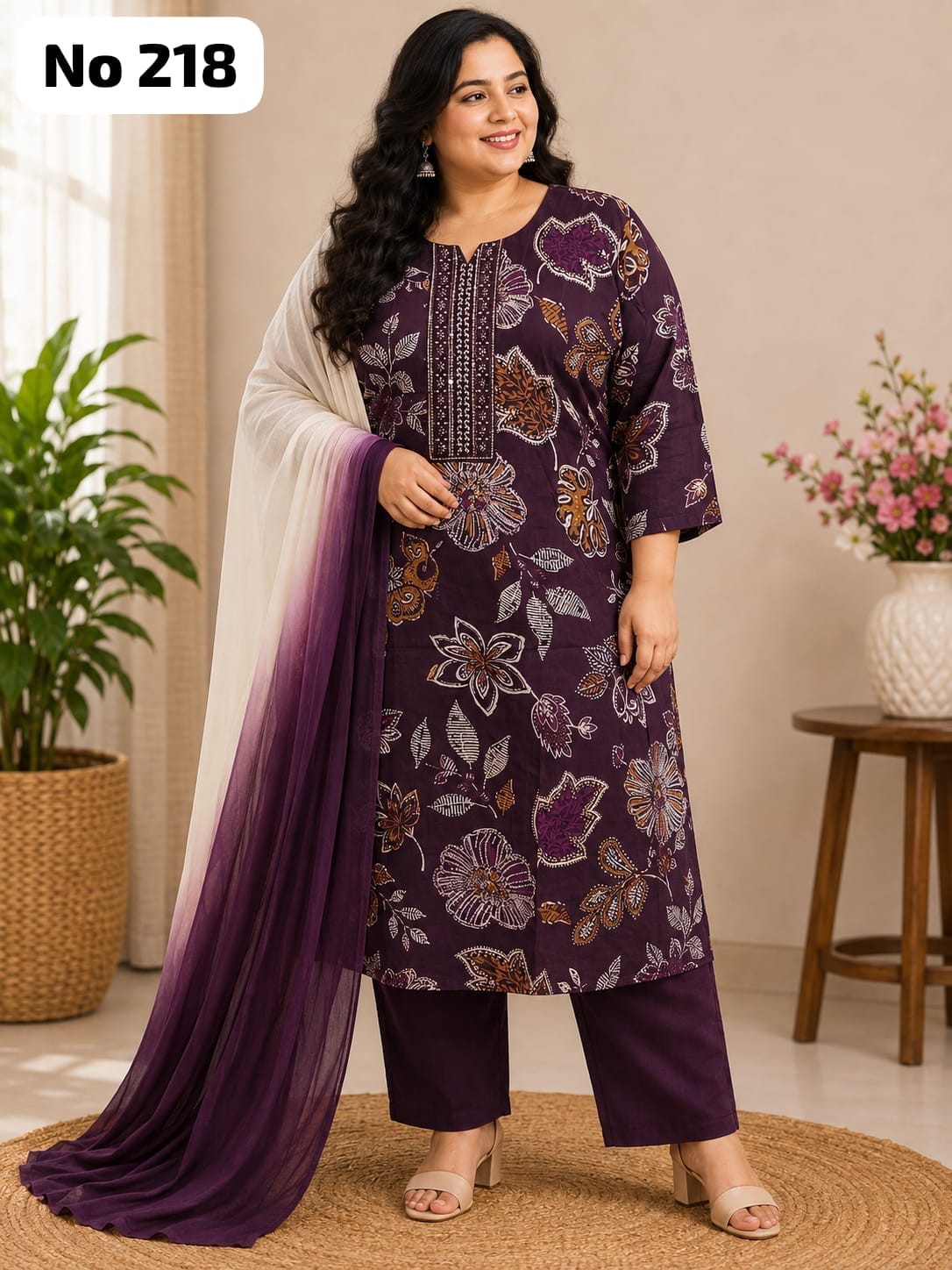 Embroidery Vertican 3 Pcs Set (Plus Size)(No 218)