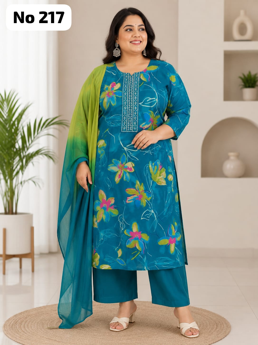 Embroidery Vertican 3 Pcs Set (Plus Size)(No 217)