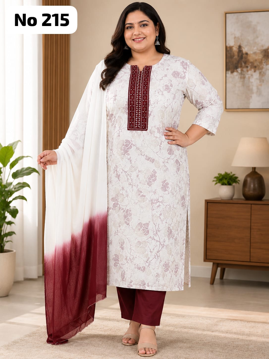 Embroidery Vertican 3 Pcs Set (Plus Size)(No 215)