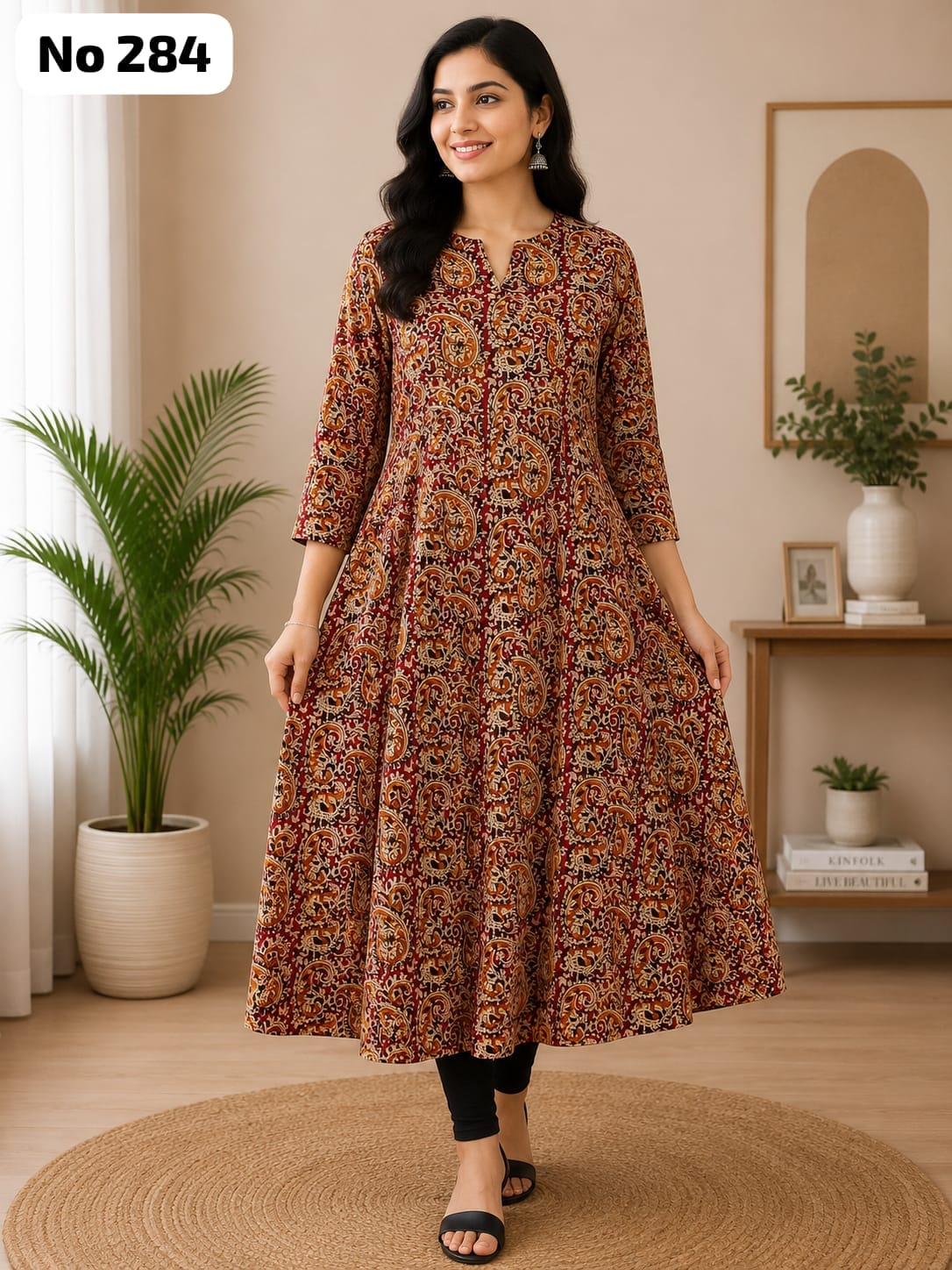 Premium Rayon Kalamkari Aline Kurti (No 284)
