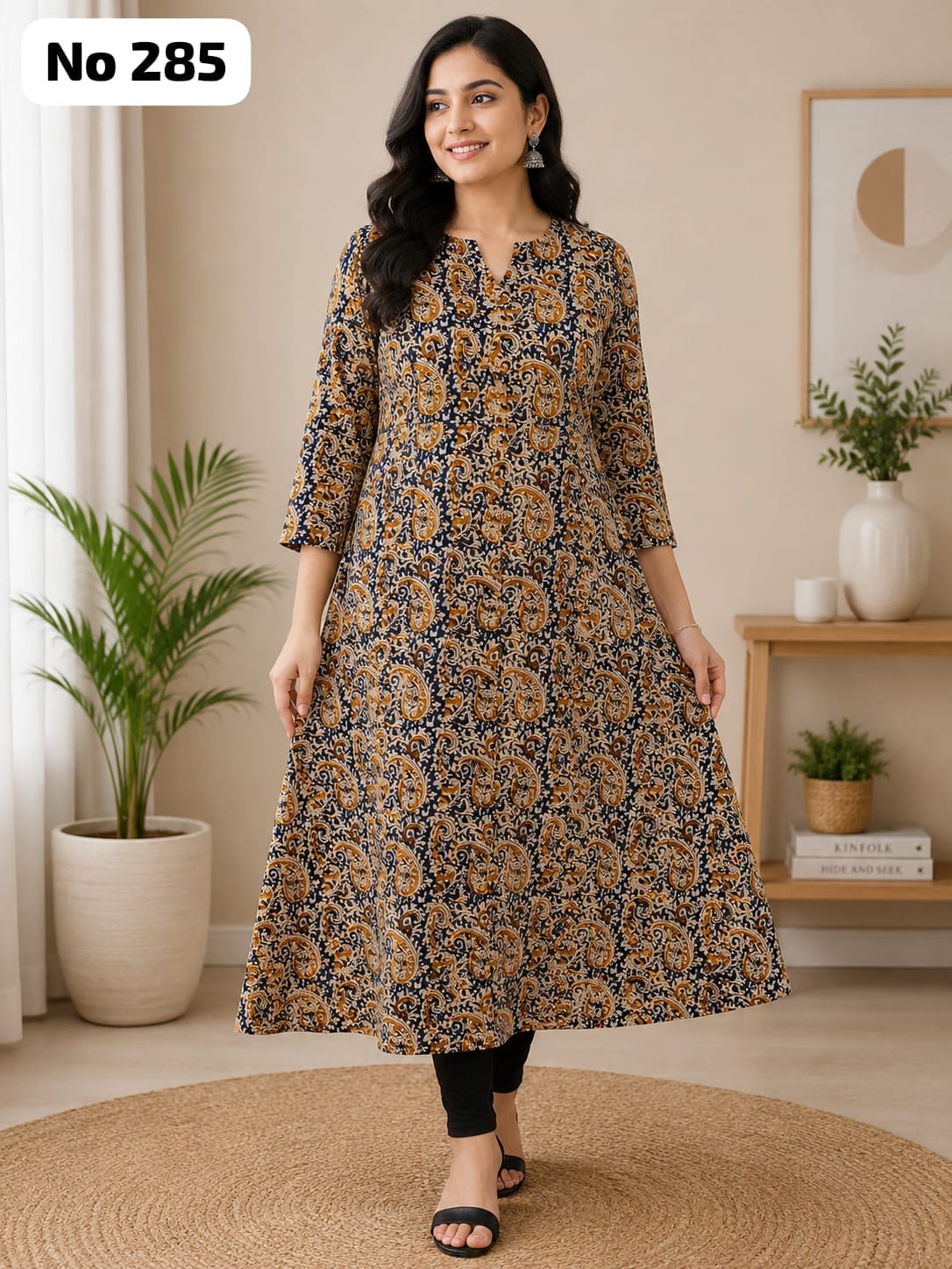 Premium Rayon Kalamkari Aline Kurti (No 285)