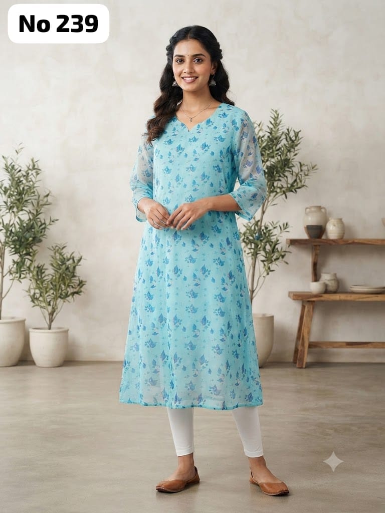 Organza Side Open  Kurti With Lining (No 239)