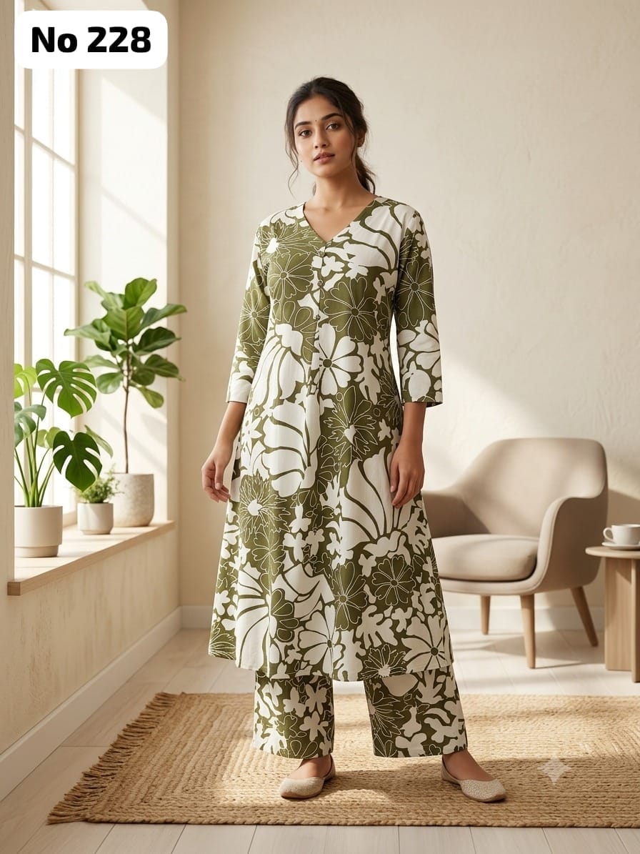 Zorra Branded Rayon Aline Co-Ords(228)