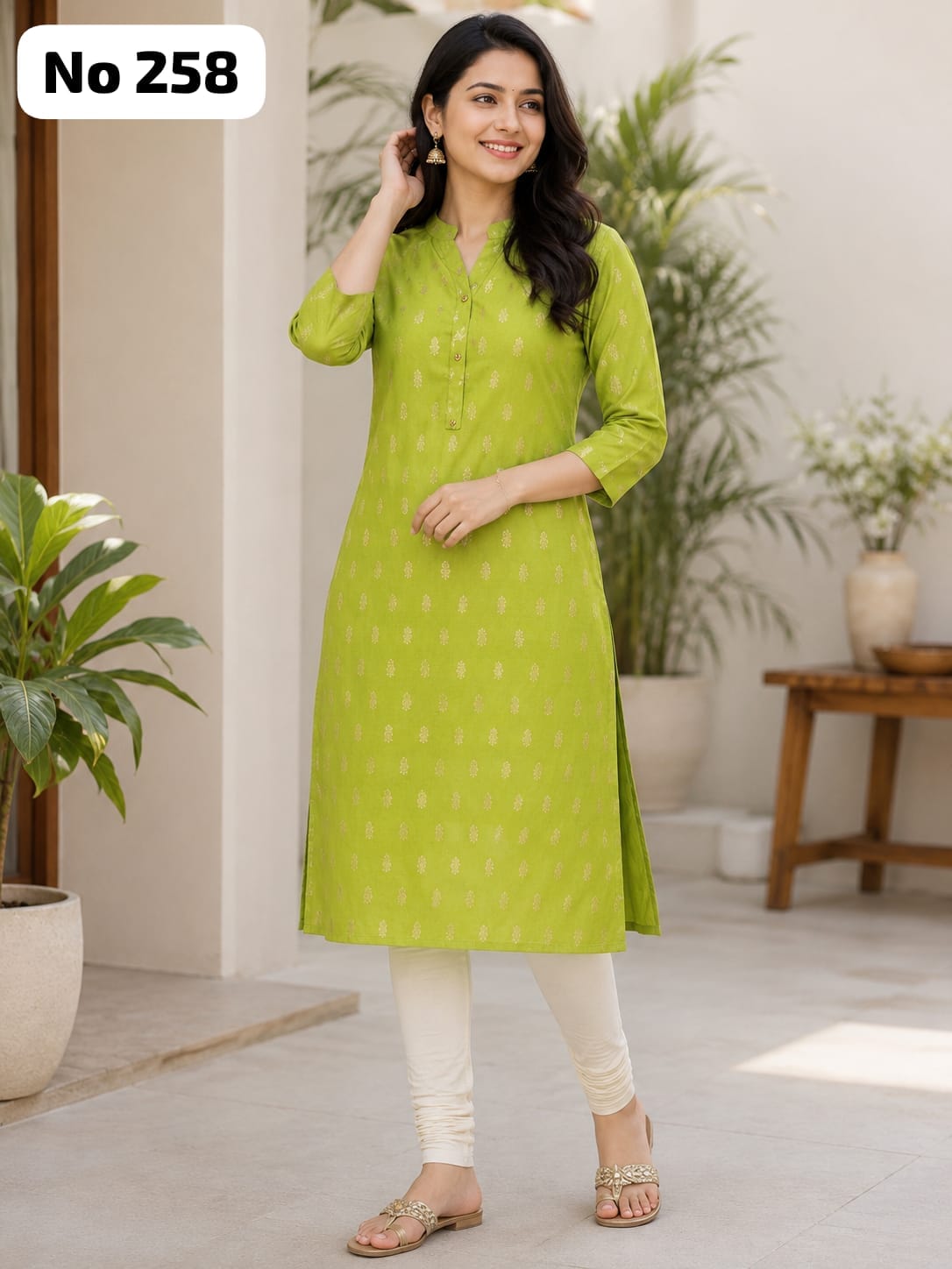 Onview Dobby Rayon Foil Side Open kurti (No 258)