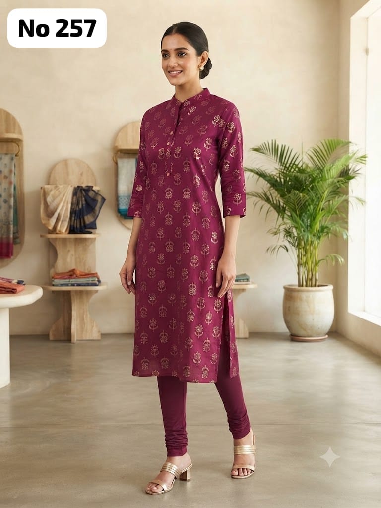 Onview Dobby Rayon Foil Side Open kurti (No 257)