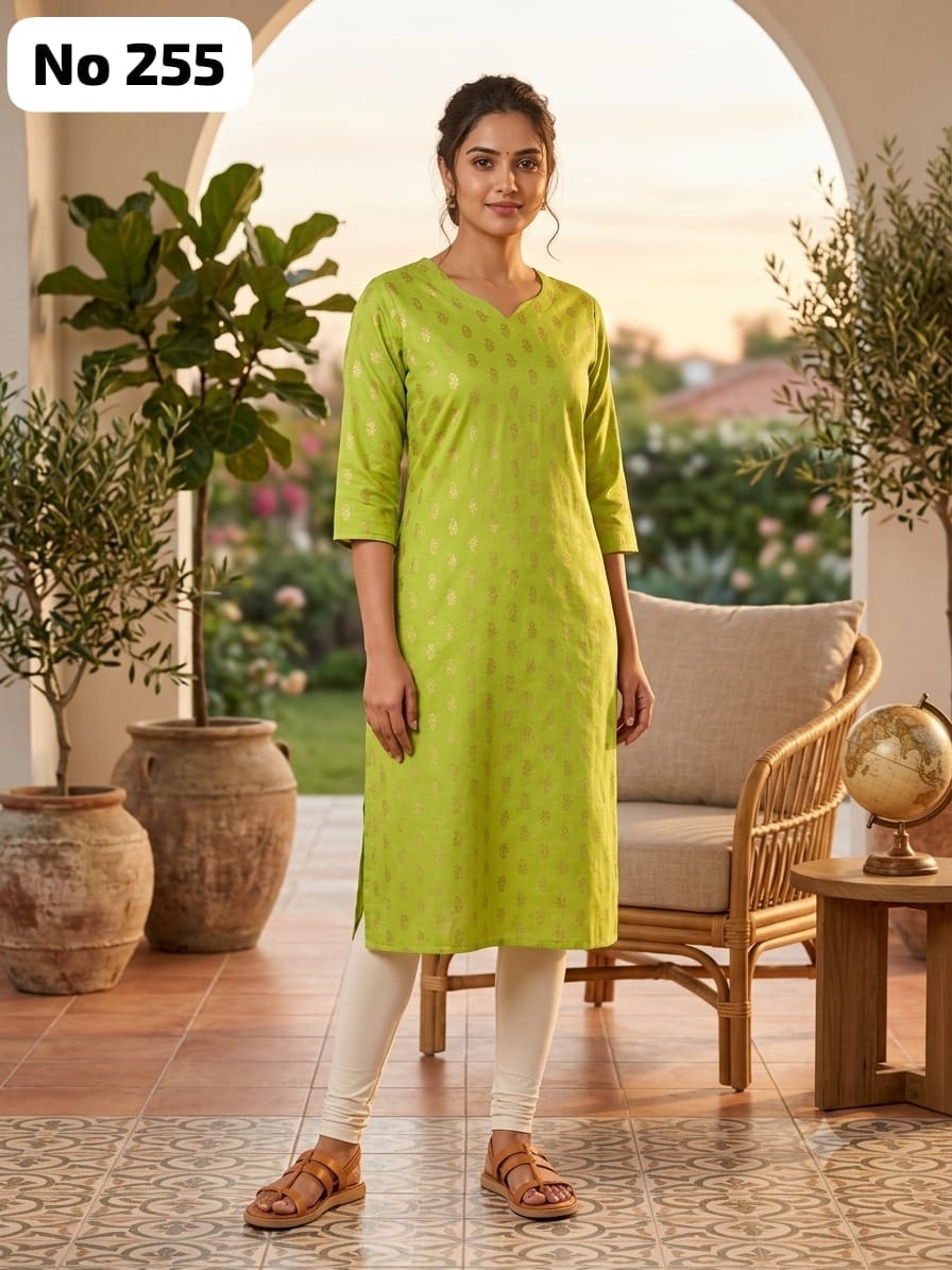 Onview Dobby Rayon Foil Side Open kurti (No 255)