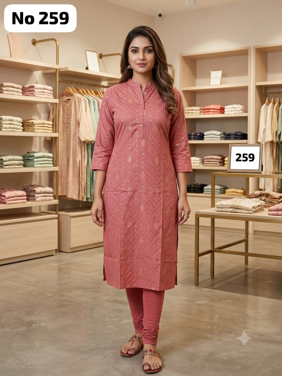 Onview Dobby Rayon Foil Side Open kurti (No 259)